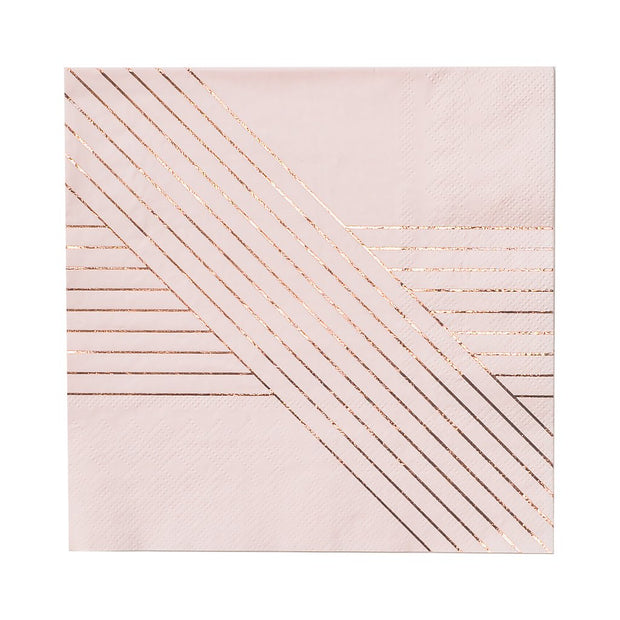 Amethyst - Pale Pink Striped Lunch Paper Napkins