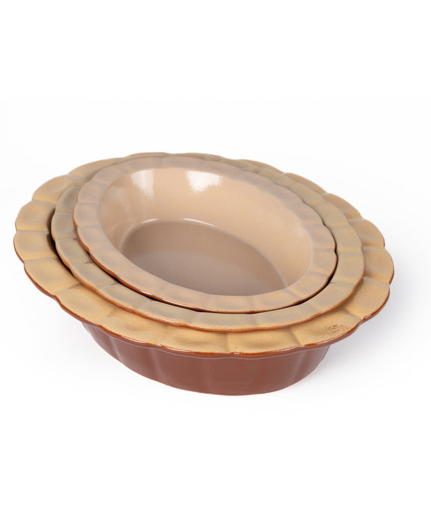 Poterie Renault Oval Pie Dish Large- Brown-9