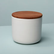 Stoneware Container with Acacia Lid