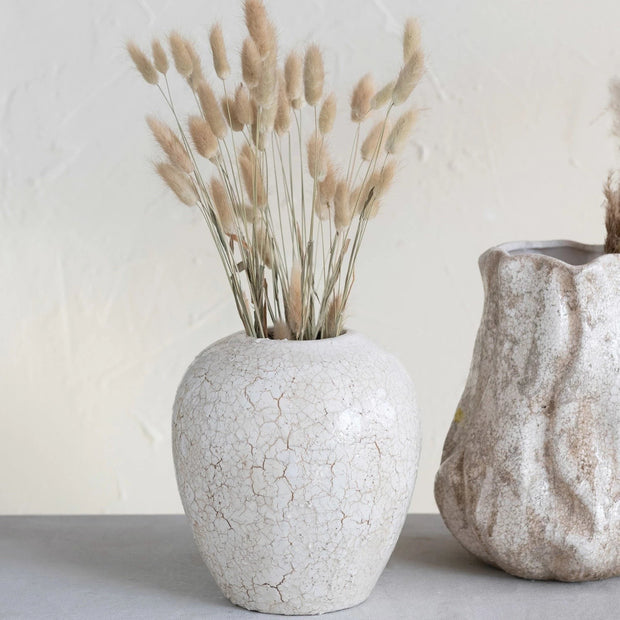 Stoneware Vase, Crackle Glaze