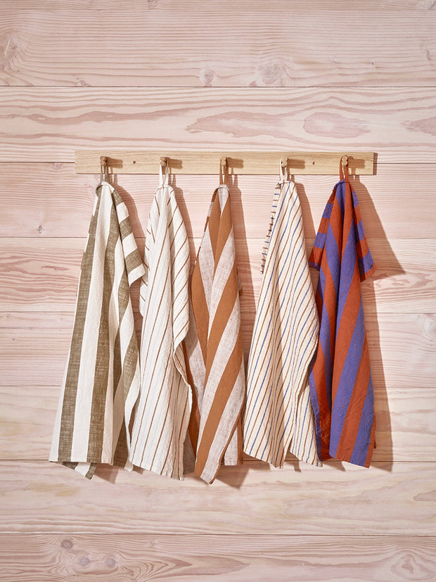 Pack of 2 Kurin Tea Towel in Olive / Offwhite