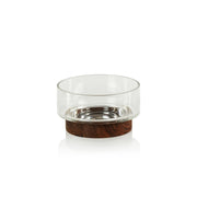 West Indies Glass Bowl on Walnut Wood Base-Small