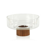 West Indies Glass Bowl on Walnut Wood Base-Medium