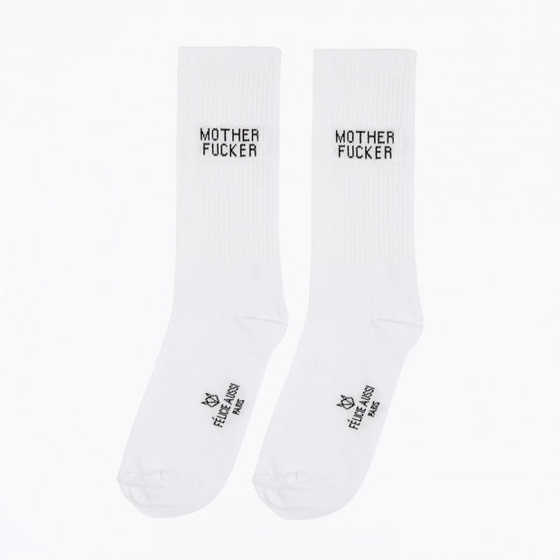 Pair of White Fucker White Socks