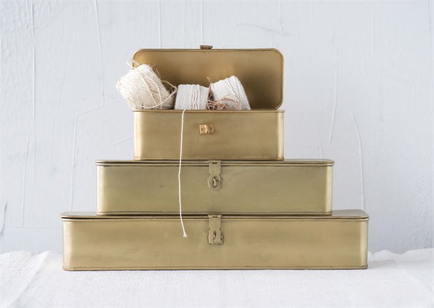 Set of 3 Decorative Metal Boxes in Brass Finish design by BD Edition