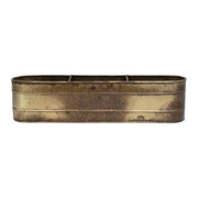 Galvanized Metal Window Planter with 3 Sections, Antique Brass Finish