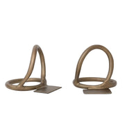 Metal Abstract Bookends, Antique Brass Finish, Set of 2