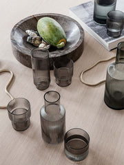 Ripple Glass Set in Smoked Grey by Ferm Living