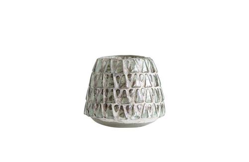 Mosaic Glass Tealight Holder with Antique Silver Finish