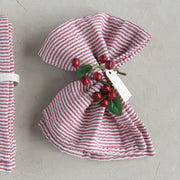Red & Cream Stripe Napkins, Set of 4